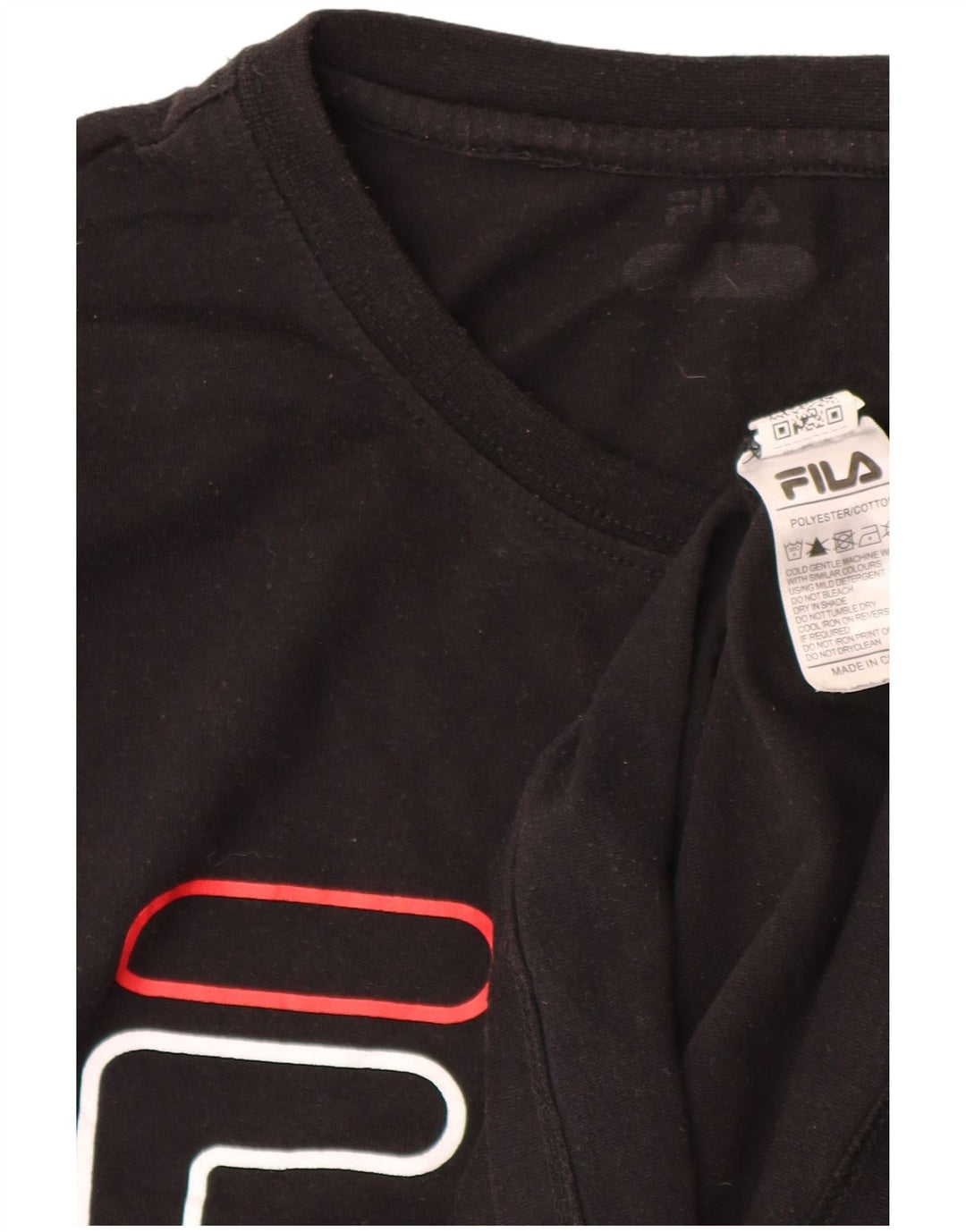 Fila Mens Graphic T-Shirt Top Médio Poliéster Preto