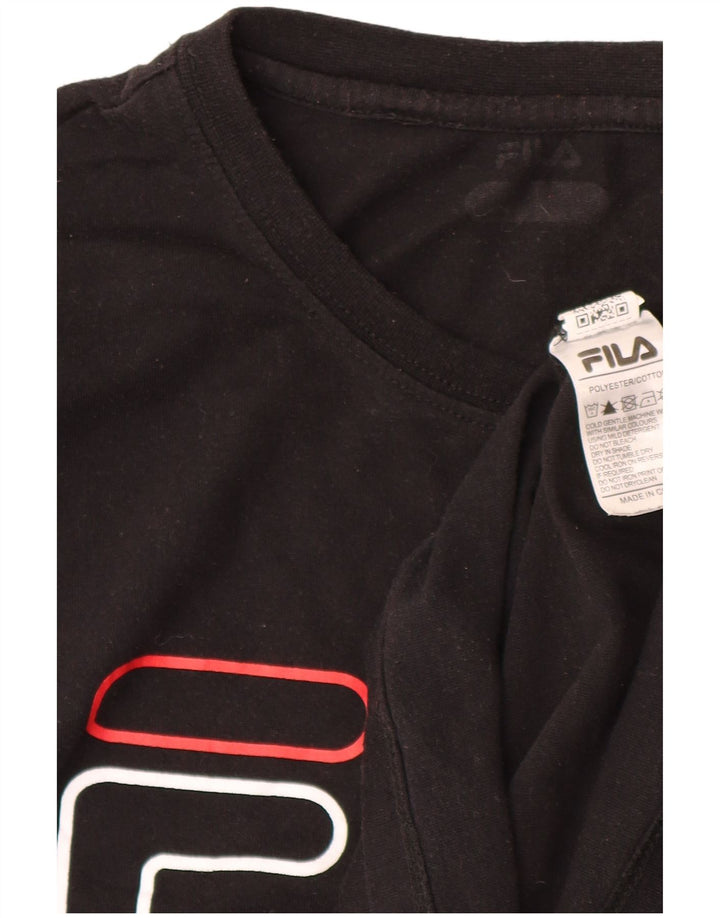 Fila Mens Graphic T-Shirt Top Médio Poliéster Preto