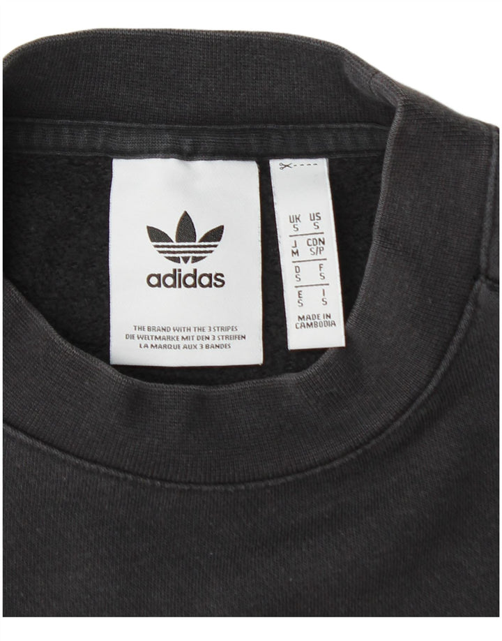 ADIDAS Mens Graphic Sweatshirt Jumper Pequeno Algodão Preto
