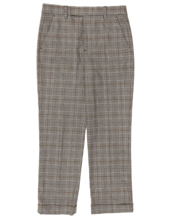Zara Calça Chino Feminina Cintura Alta UE 34 2XS W24 L25 Cinza Houndstooth