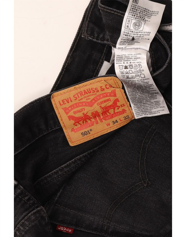 Calça jeans masculina Levi's 501 Straight W34 L32 algodão preto