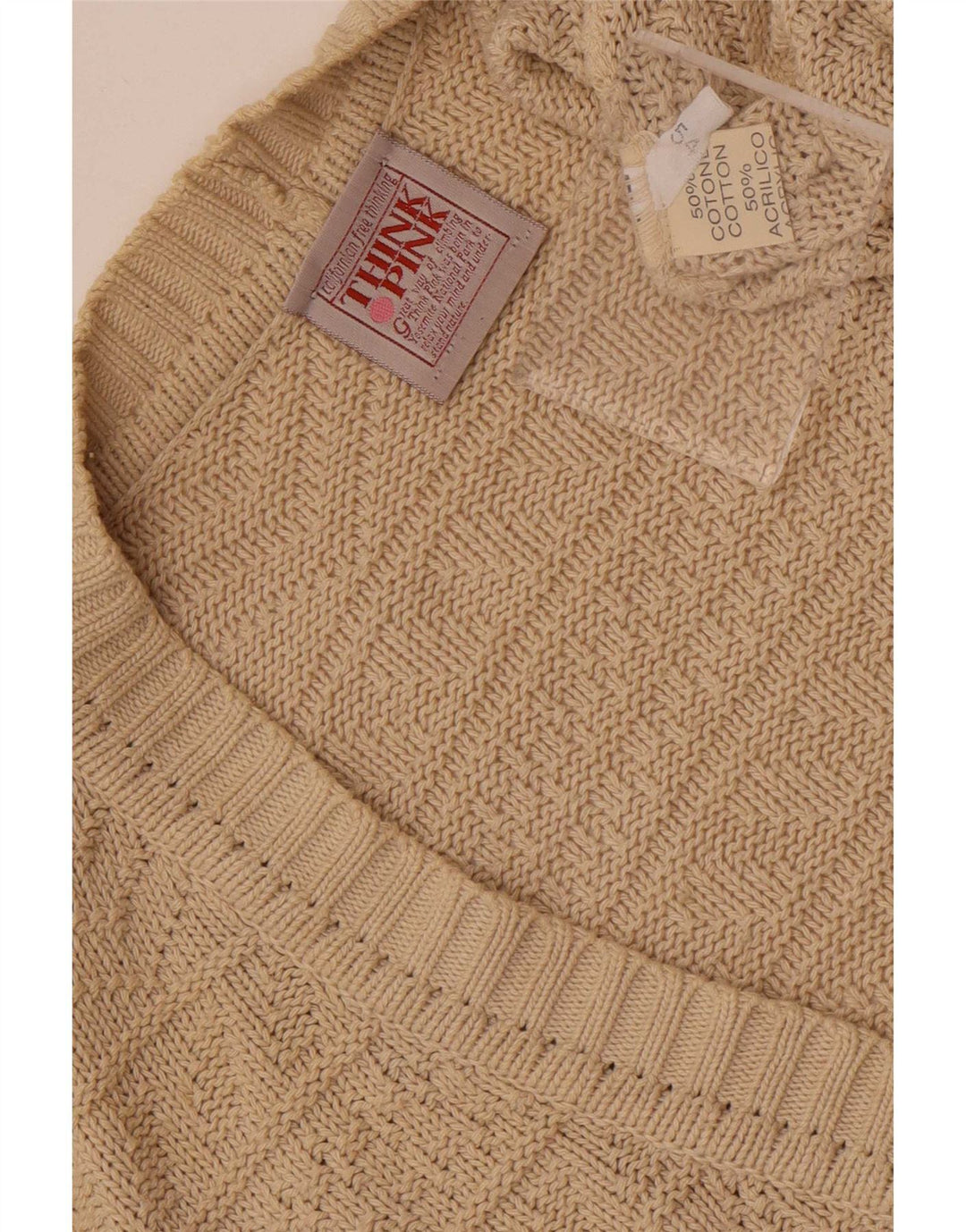 Suéter Cardigan Masculino Think Pink IT 54 XL Algodão Bege