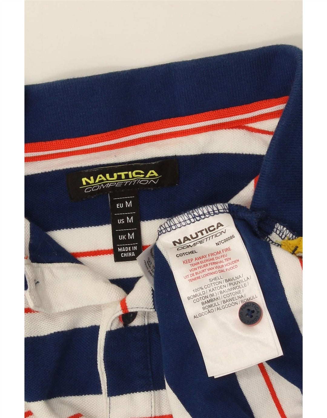 Camisa polo masculina NAUTICA de algodão listrado azul marinho médio