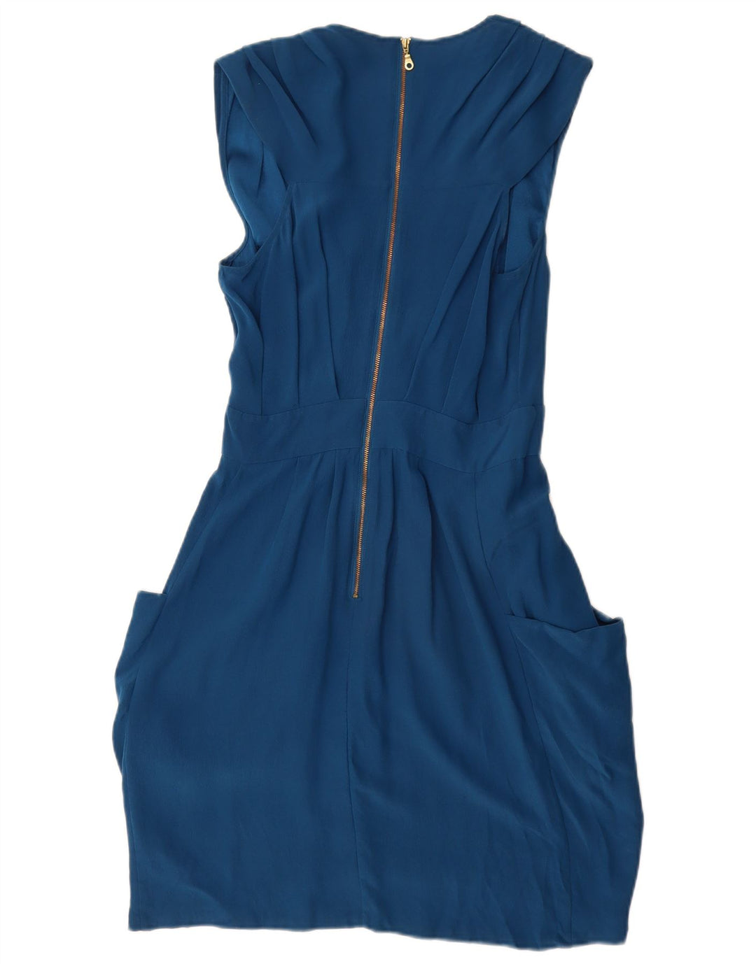 WHISTLES Vestido feminino sem mangas bolha Reino Unido 10 seda azul pequena