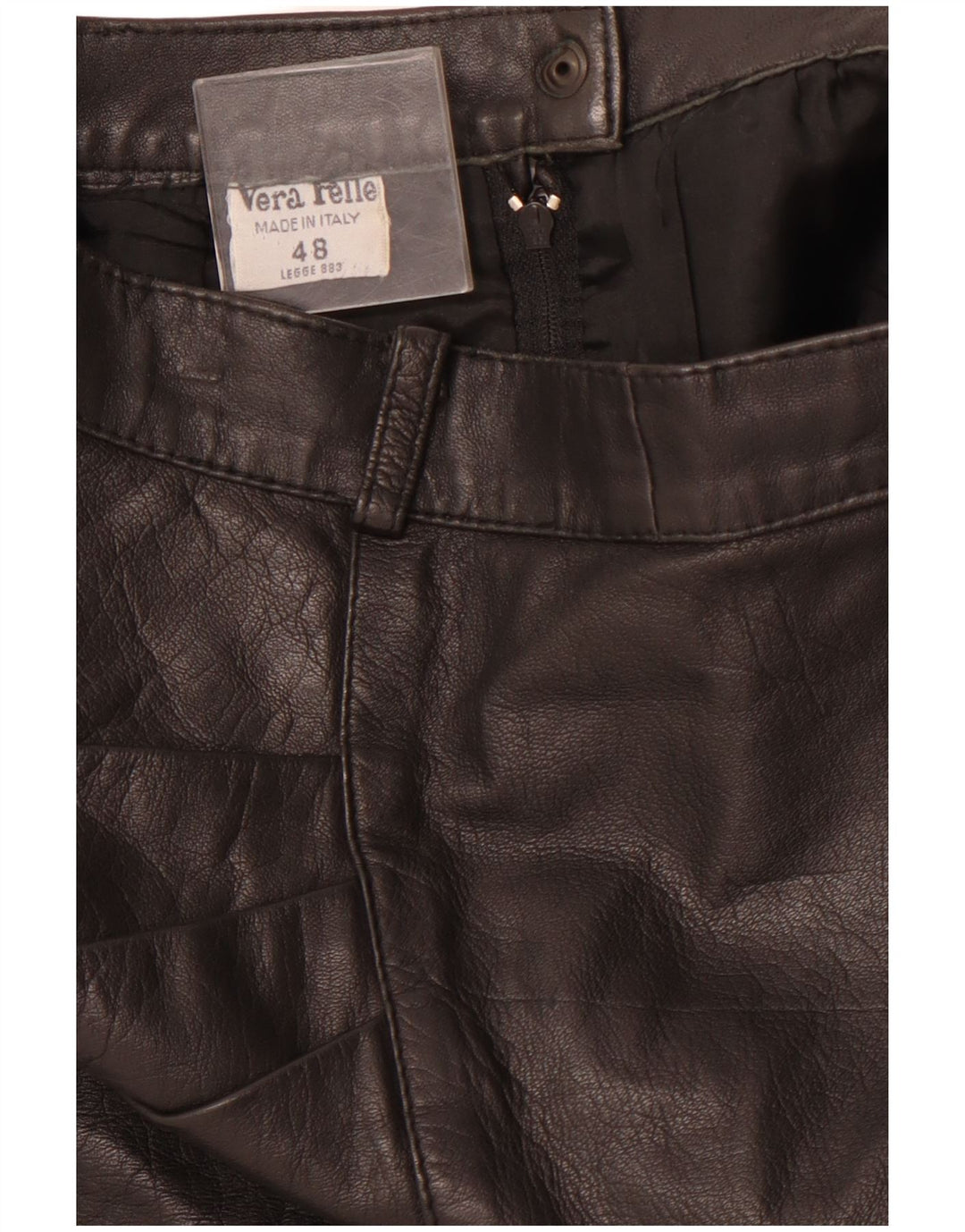 Saia feminina de couro de cintura alta VINTAGE IT 48 XL W28 couro preto