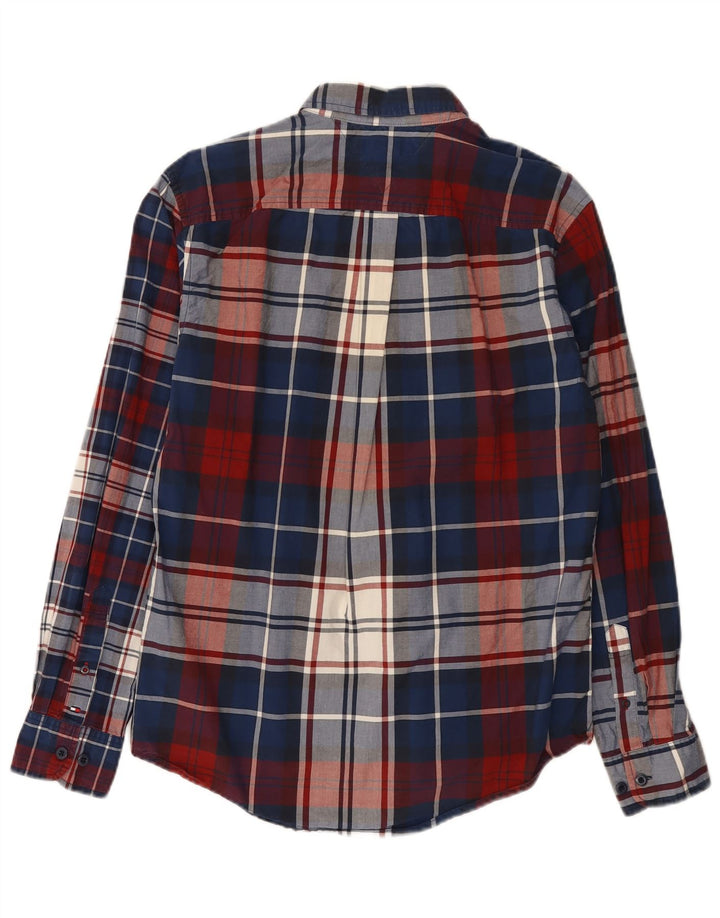 Camisa masculina Tommy Hilfiger Regular Fit de algodão xadrez azul médio