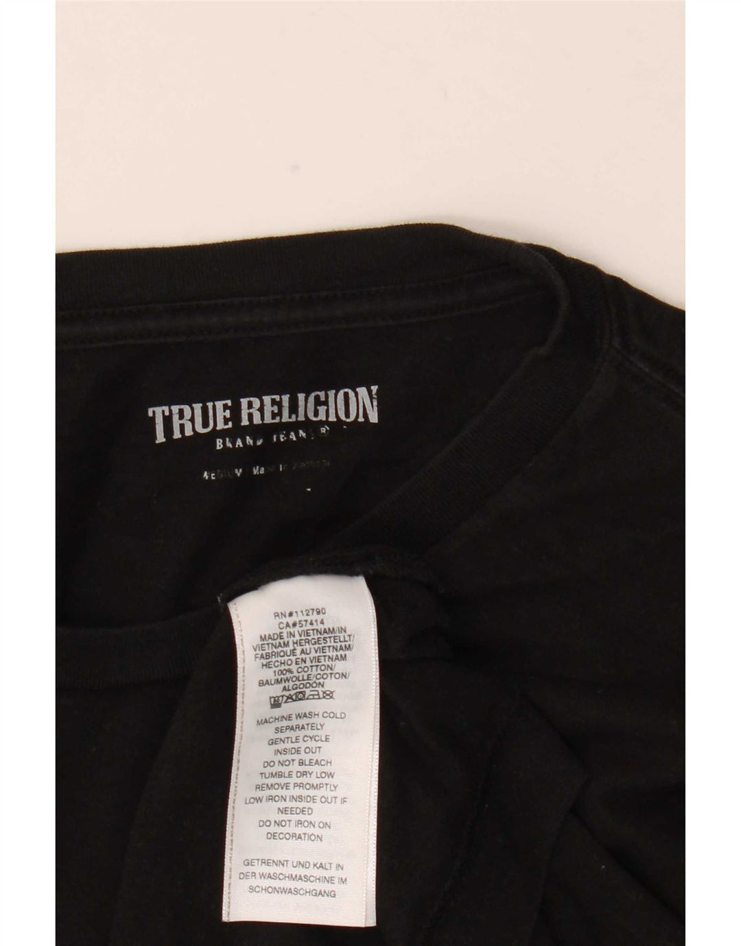 Camiseta gráfica masculina True Religion algodão preto médio