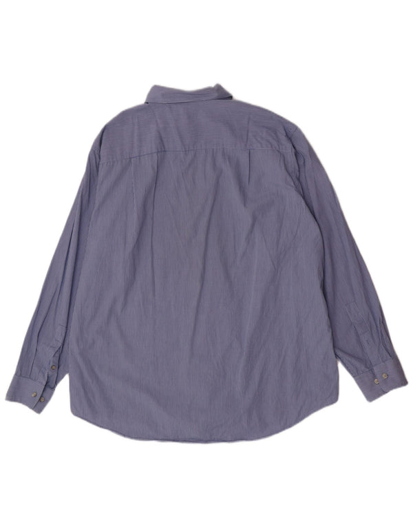 Camisa masculina Calvin Klein tamanho 17 XL algodão listrado azul