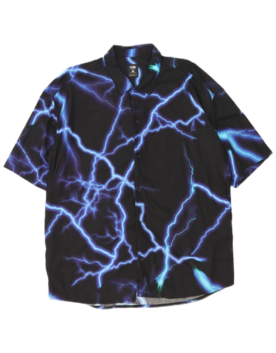 FSBN Camisa masculina oversized de manga curta grande algodão geométrico preto