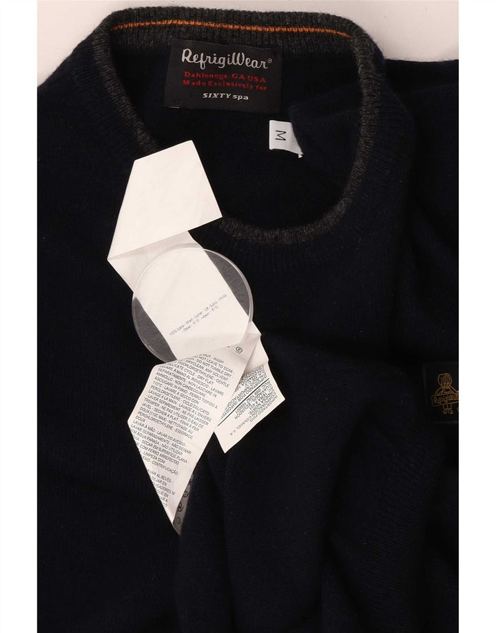 Suéter masculino Refrigiwear Sixty spa com gola redonda, lã azul marinho médio