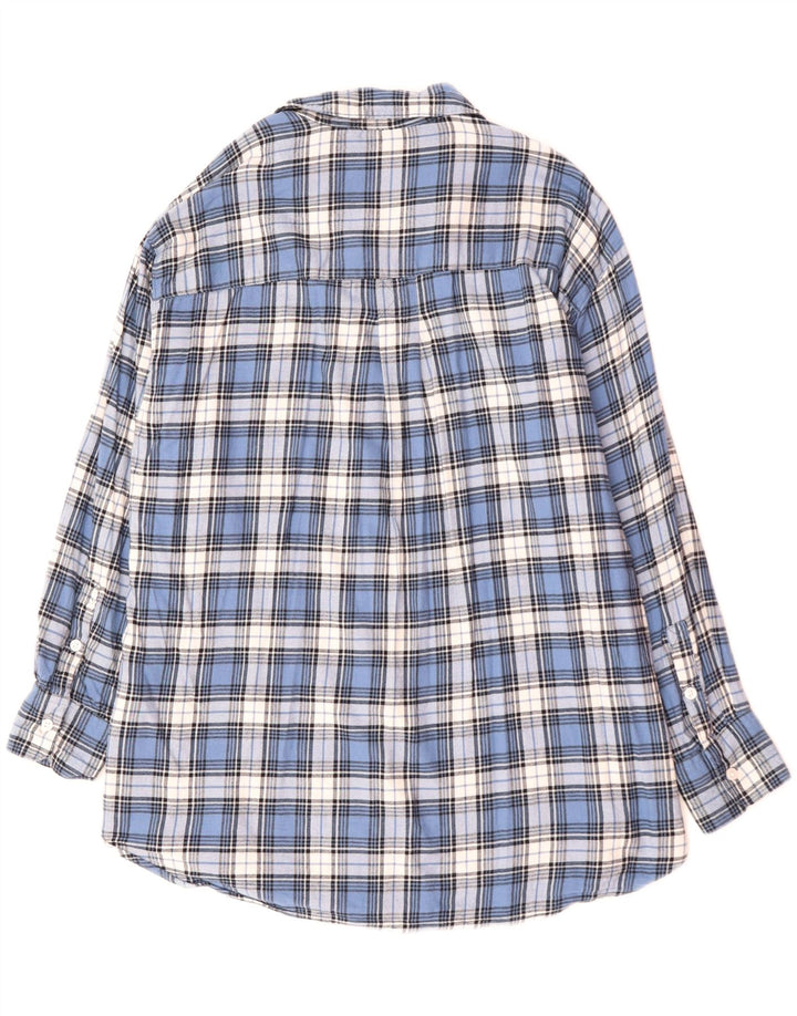 Camisa feminina de flanela Levi's UK 18 XL azul xadrez algodão