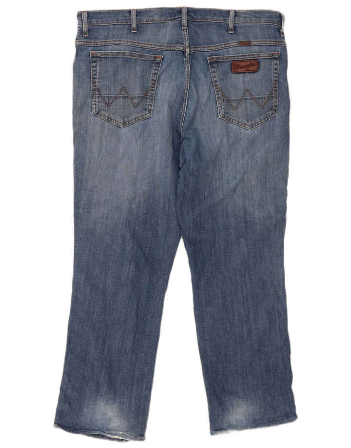 Wrangler Calça jeans reta masculina desgastada W38 L27 azul