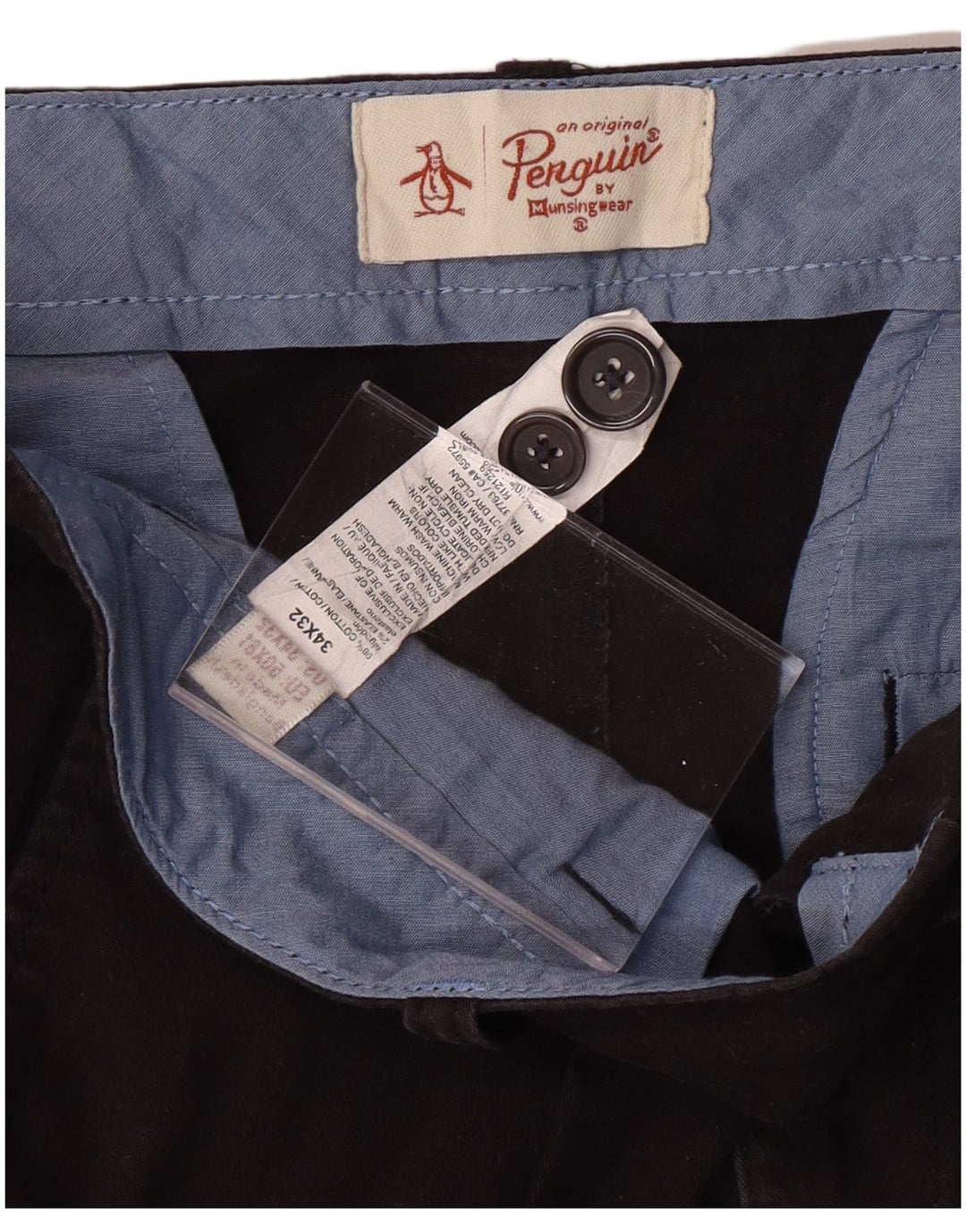 Calça chino reta masculina PENGUIN W34 L32 algodão preto