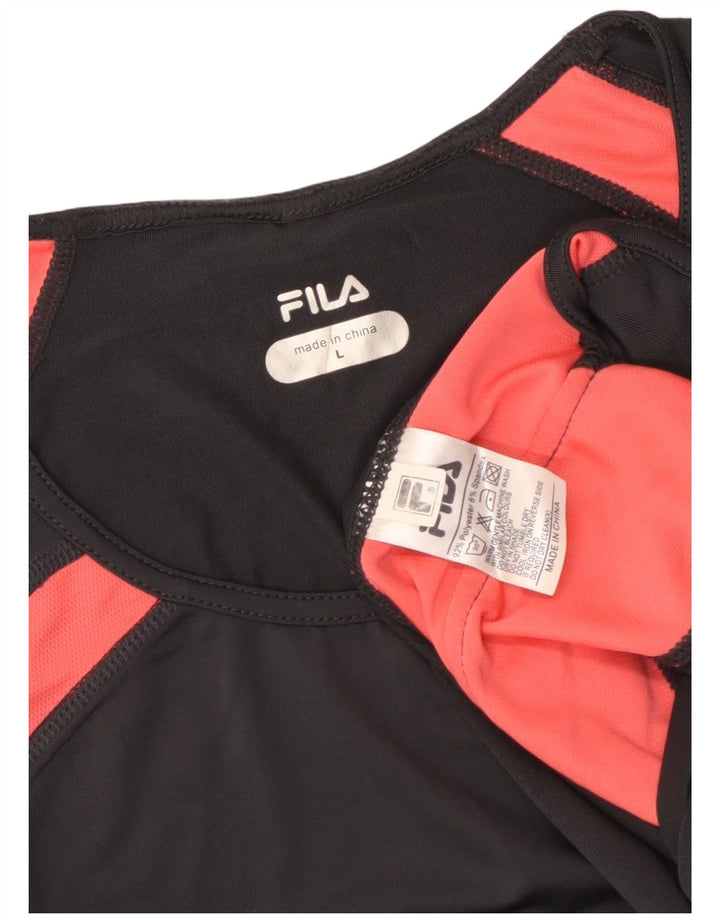 Camiseta feminina FILA UK 14 grande preto colorblock poliéster