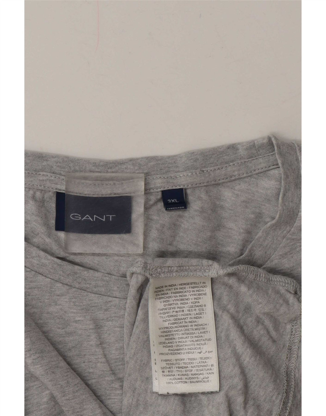 Camiseta masculina Gant 3XL algodão manchado cinza