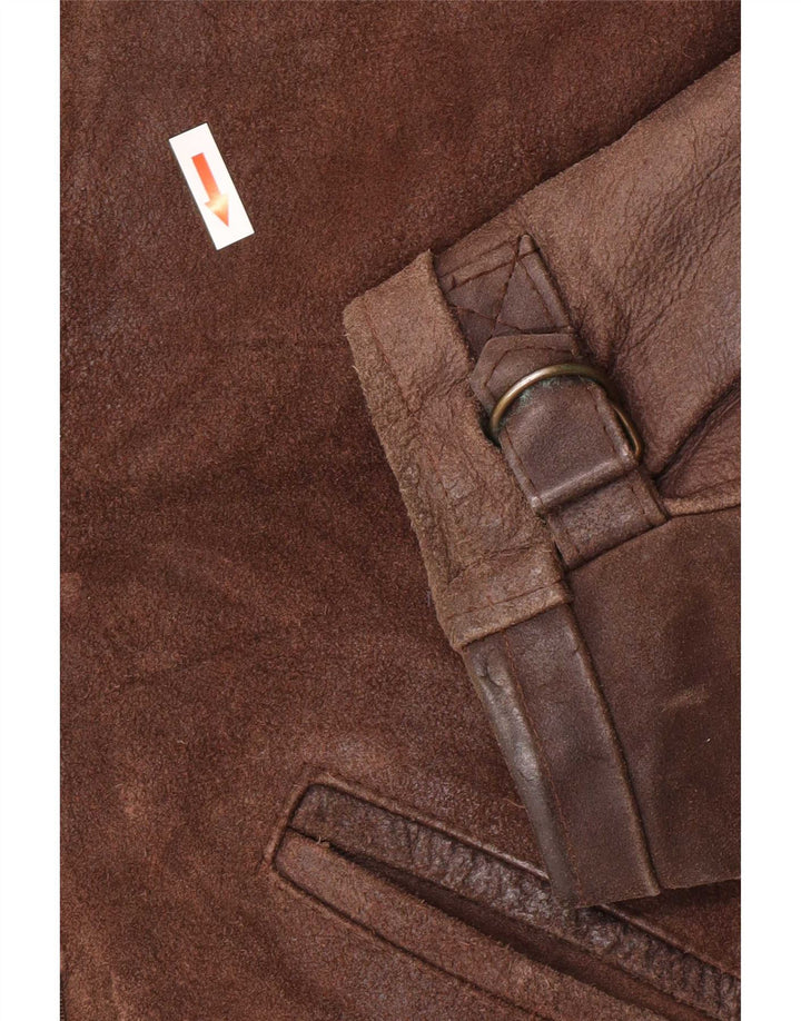 Jaqueta de couro masculina Bayside UK 42 XL marrom
