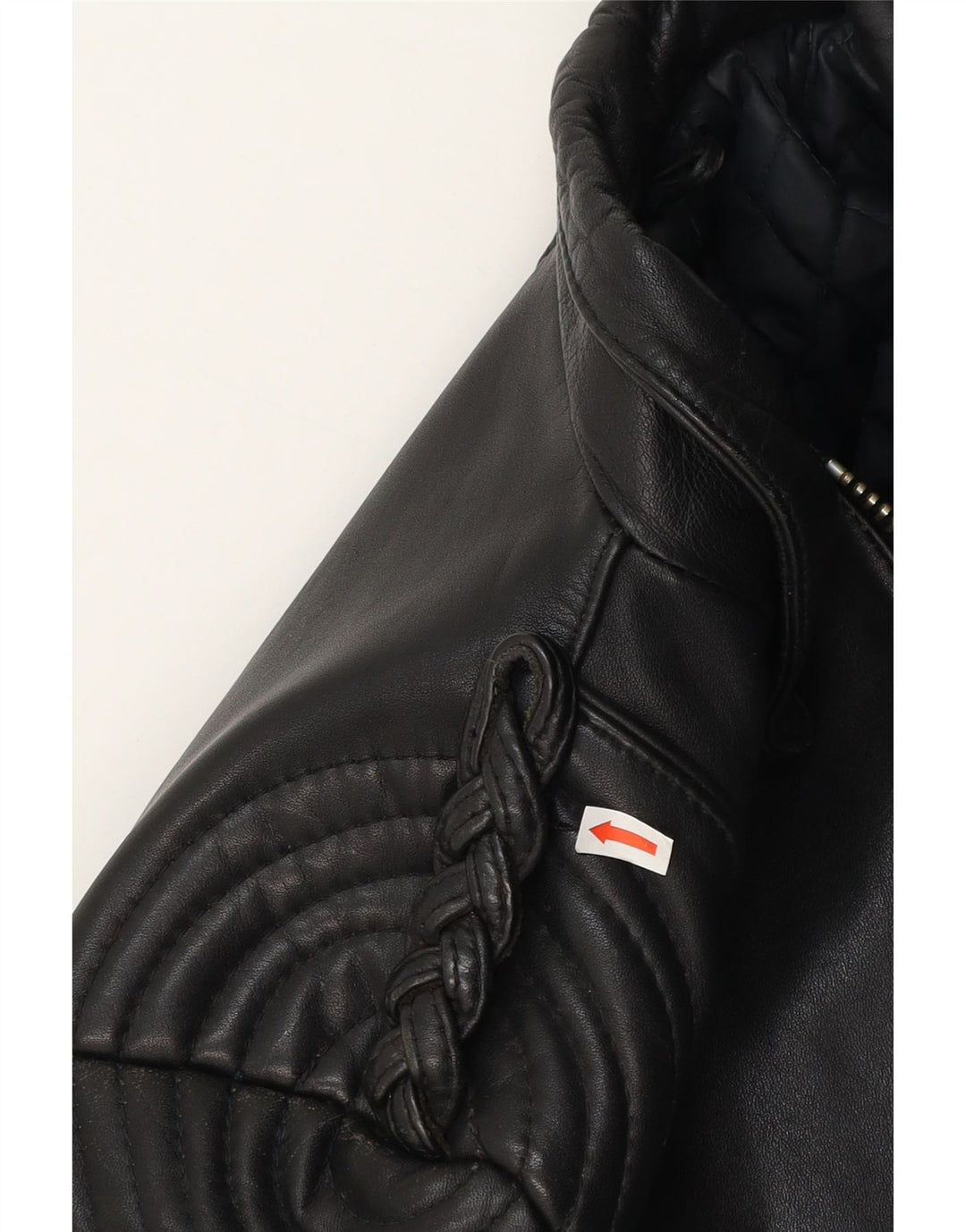 Jaqueta de motociclista de couro feminino vintage IT 44 couro preto médio