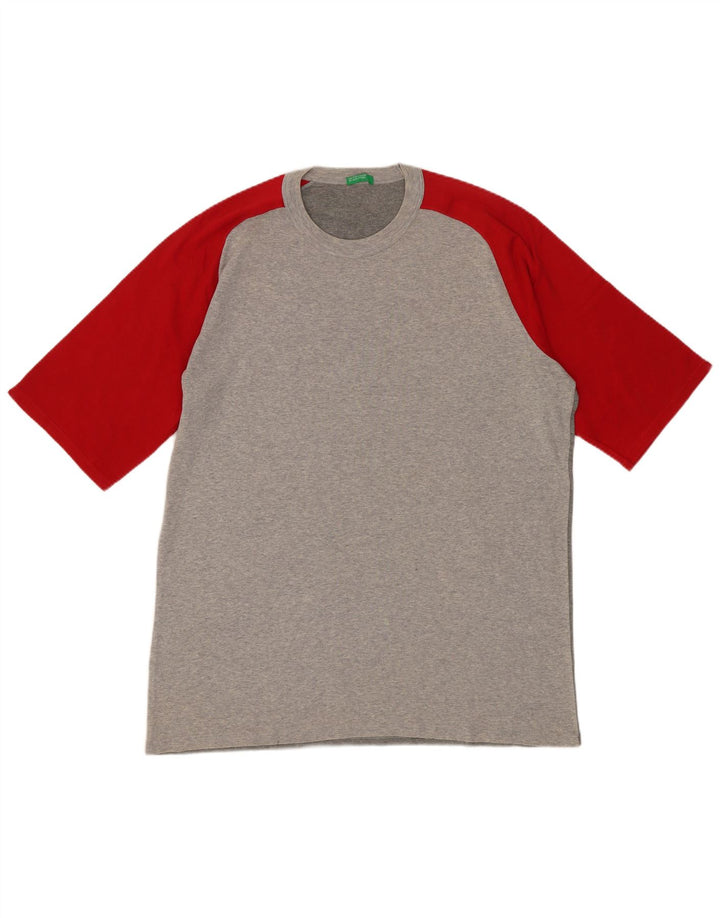 Camiseta masculina BENETTON cinza médio colorblock