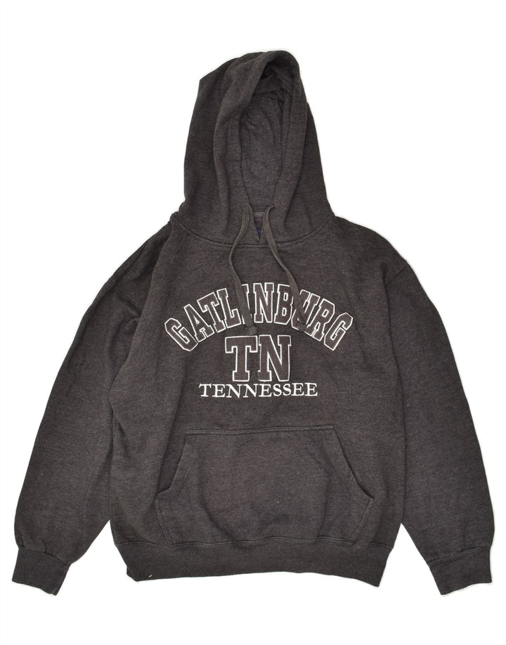 VINTAGE Mens Graphic Hoodie Jumper Large Grey Cotton Vintage Vintage and Second-Hand Vintage from Messina Hembry 
