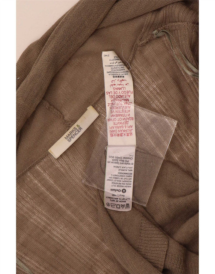 Marks & Spencer Suéter feminino Longline Open Cardigan Reino Unido 14 Médio Marrom