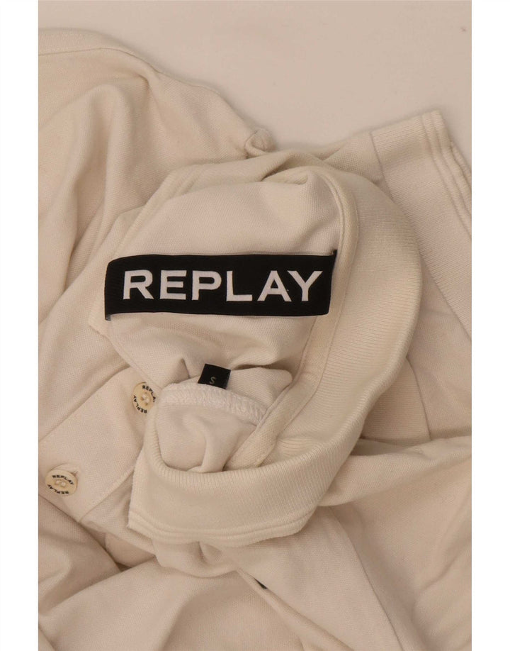 Replay Camisa Polo Masculina Média Off White Algodão