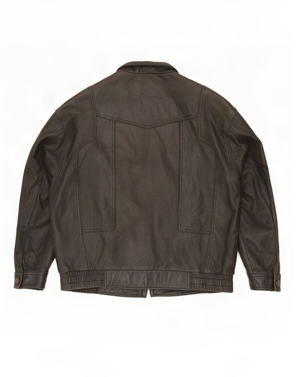 Jaqueta de couro masculina vintage IT 56 3XL preta