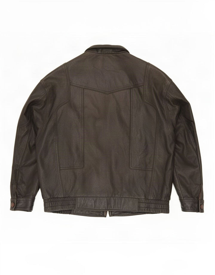 Jaqueta de couro masculina vintage IT 56 3XL preta