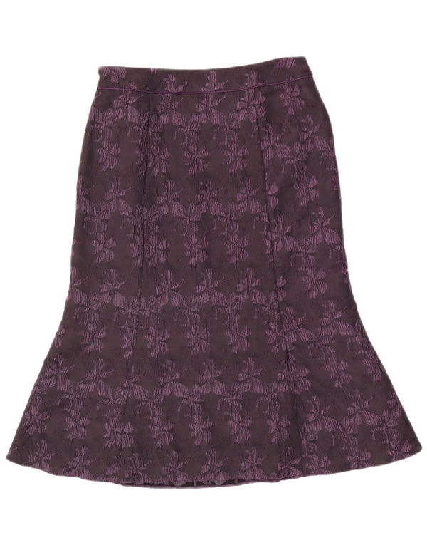 Saia trompete feminina CC Reino Unido 14 grande W30 roxo floral