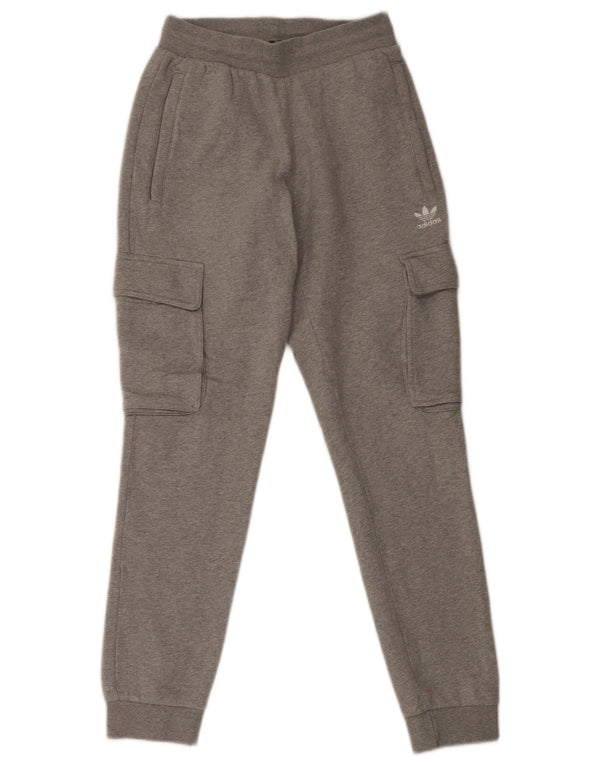 Adidas masculino cargo calças de treino joggers pequeno cinza manchado de algodão