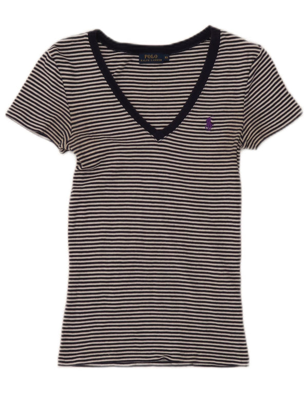 Camiseta feminina de manga curta Ralph Lauren UK 4 XS azul marinho náutico