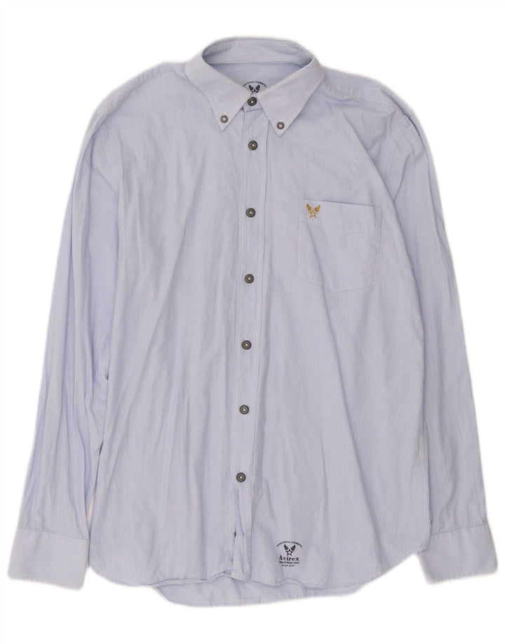 Camisa masculina Avirex listrada azul média