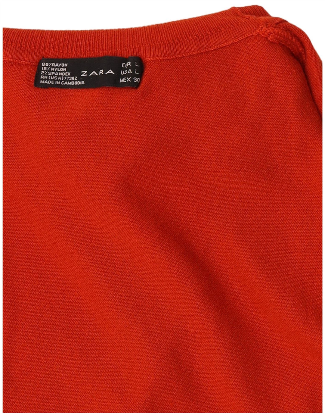 Suéter feminino Zara com gola redonda, Reino Unido 14, grande rayon laranja