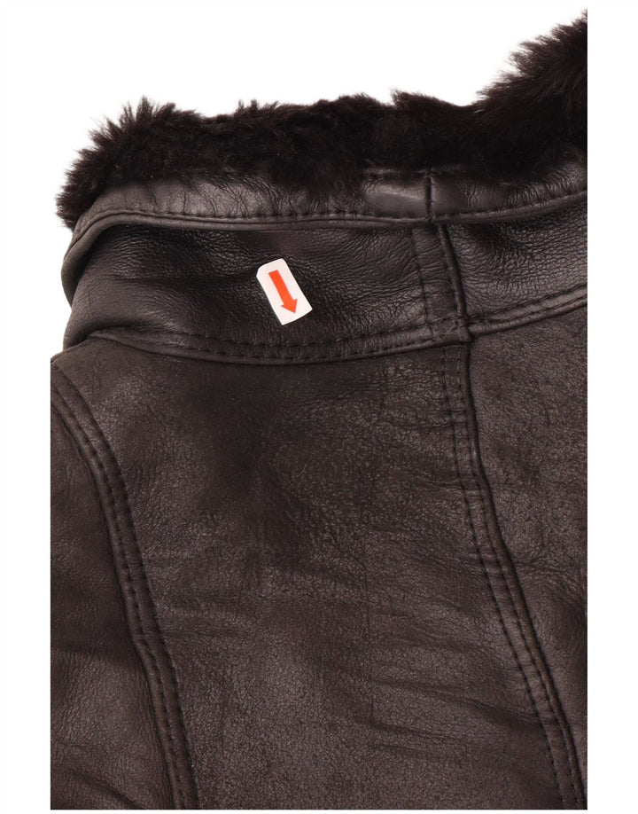 Jaqueta feminina VINTAGE com peito duplo EU 42 grande shearling preto