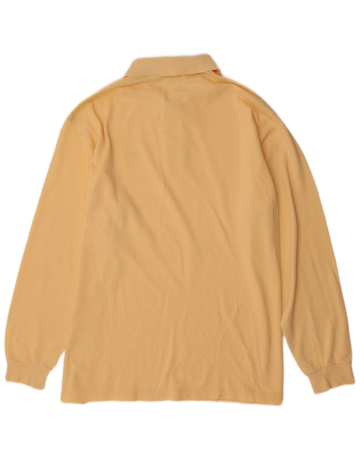 Camisa polo masculina de manga comprida Lacoste tamanho 7 2XL algodão amarelo