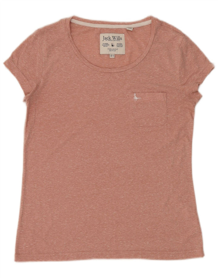 Camiseta feminina JACK WILLS UK 6 XS poliéster manchado rosa