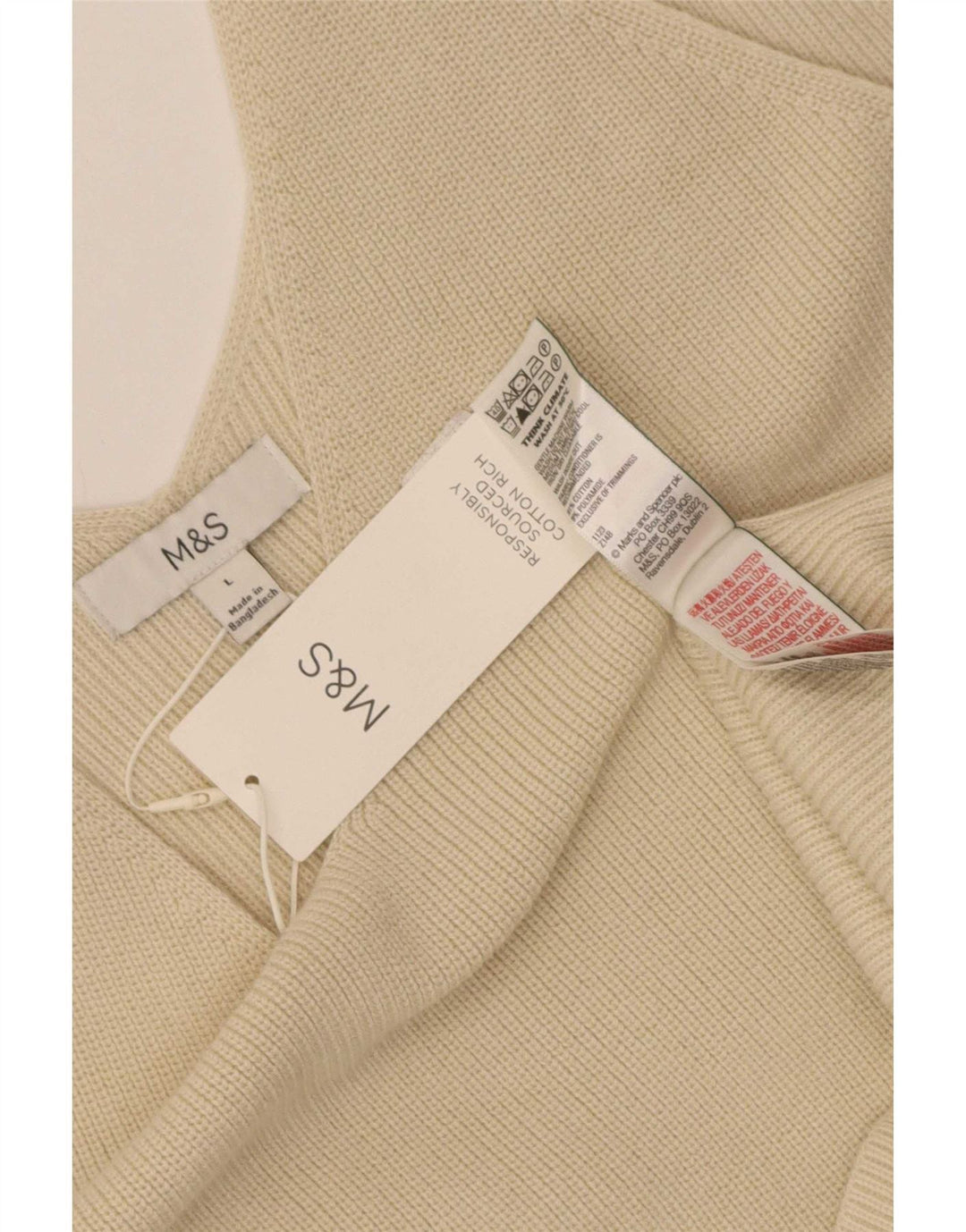 Colete feminino Marks & Spencer UK 14 grande algodão bege