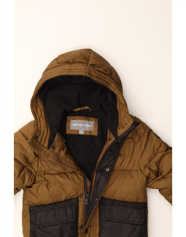 MICHAEL KORS Baby Boys Hooded Padded Jacket 18-24 Months Brown Colourblock Vintage Michael Kors and Second-Hand Michael Kors from Messina Hembry 