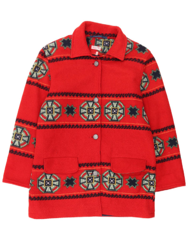 Sobretudo desproporcionado Reino Unido 16 grande poliéster geométrico vermelho das mulheres do vintage