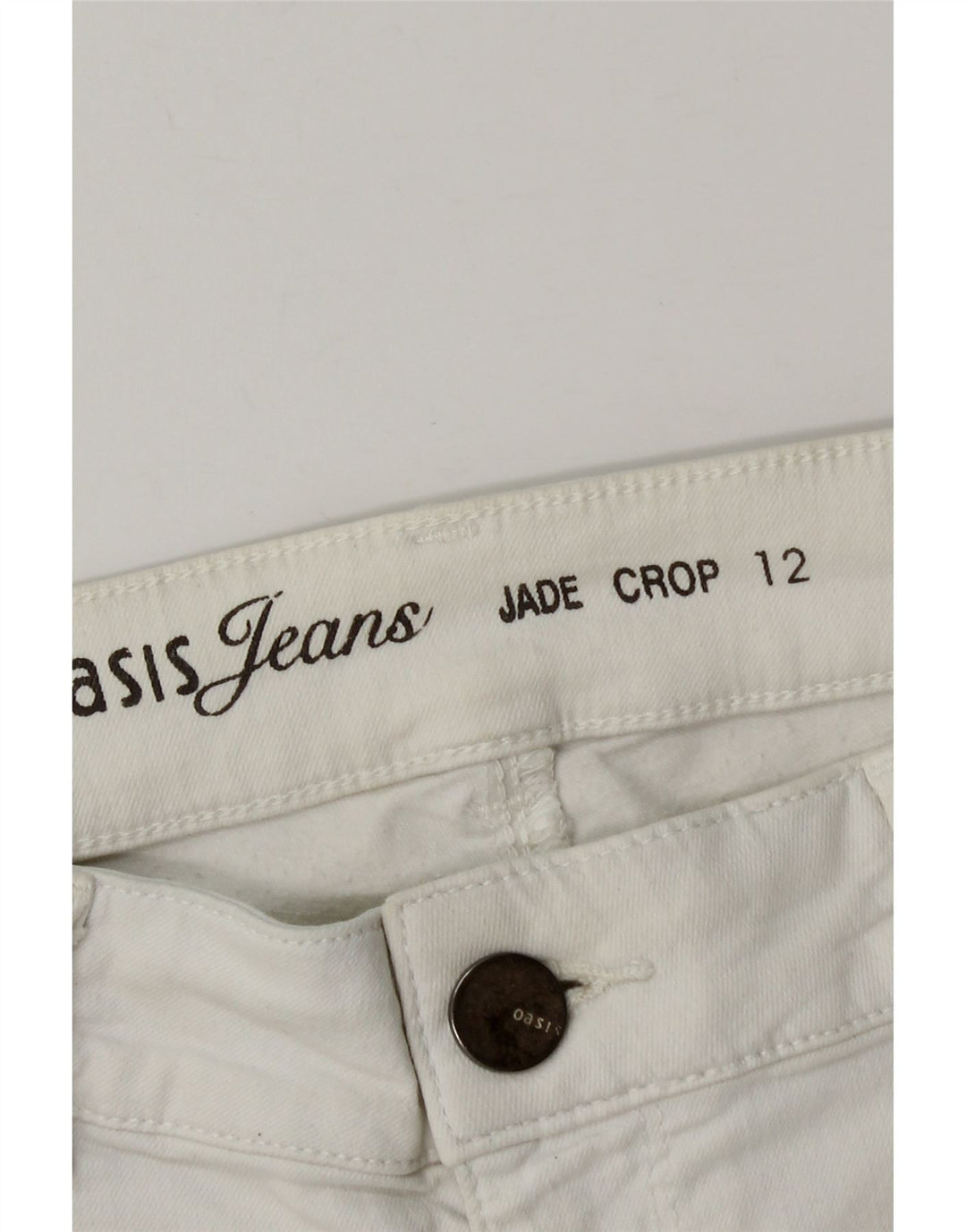 Shorts jeans feminino Oasis UK 12 médio W28 algodão branco