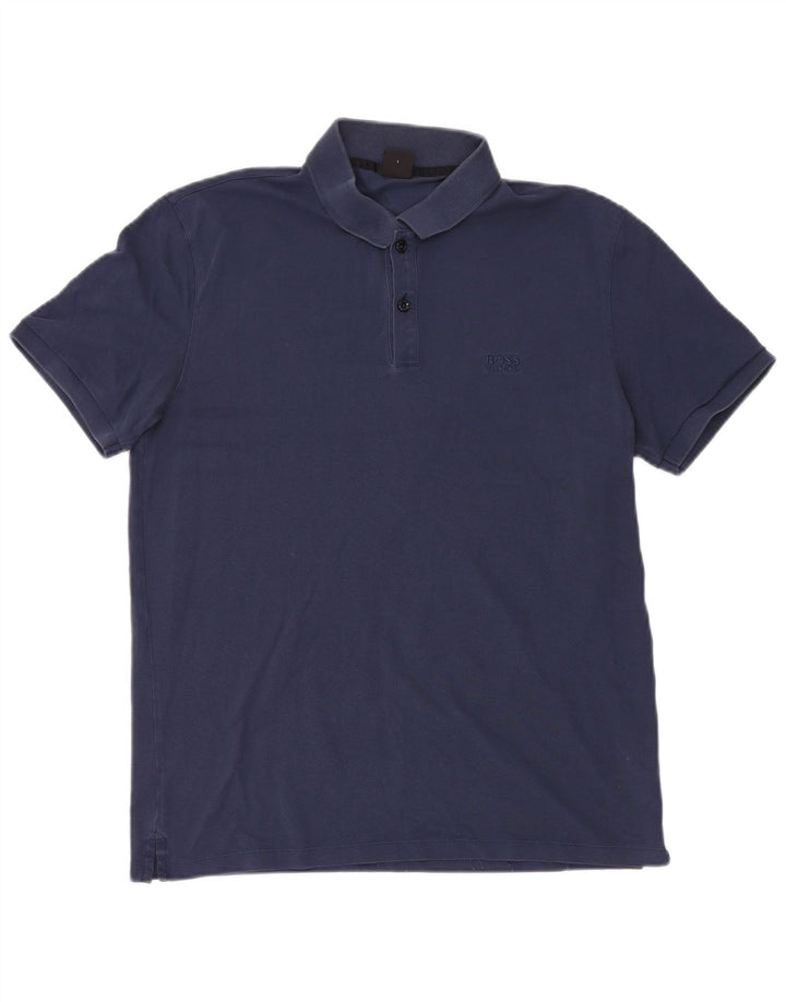 Camisa polo masculina Hugo Boss grande algodão azul marinho