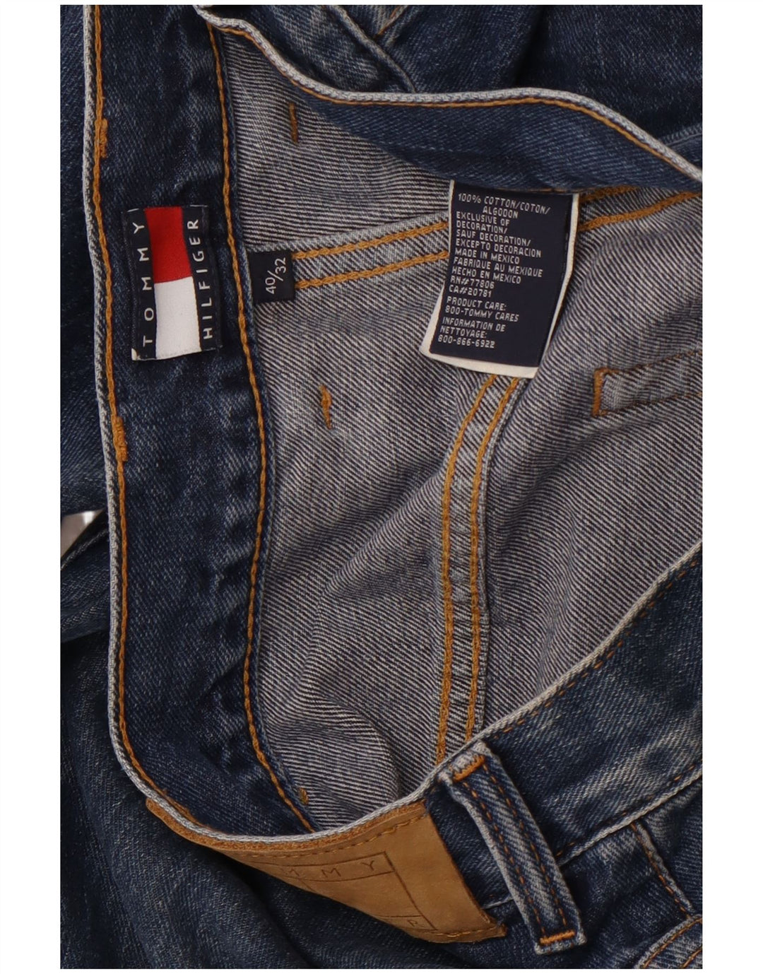 TOMMY HILFIGER Jeans reto masculino W40 L32 algodão azul