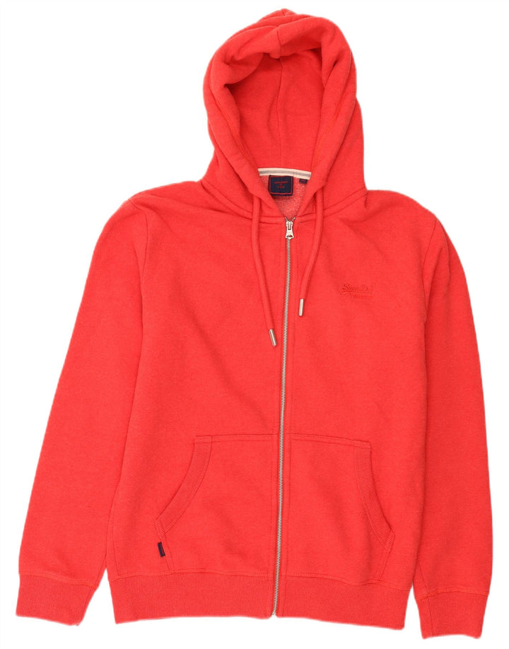 Suéter masculino Superdry com capuz e zíper grande algodão vermelho