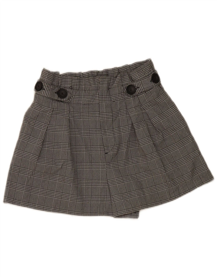 Zara Shorts feminino casual de cintura alta médio W28 poliéster xadrez preto