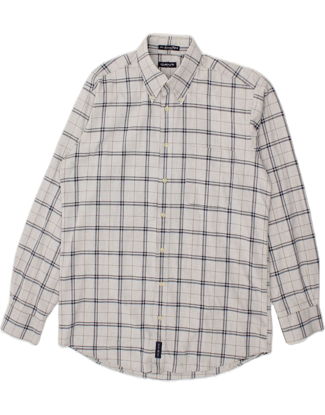 Camisa masculina GANT de algodão xadrez cinza médio