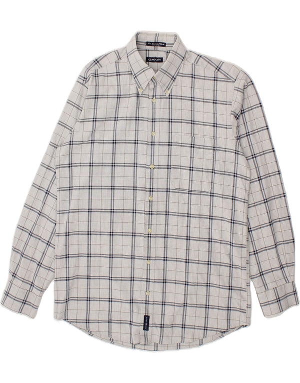 Camisa masculina GANT de algodão xadrez cinza médio