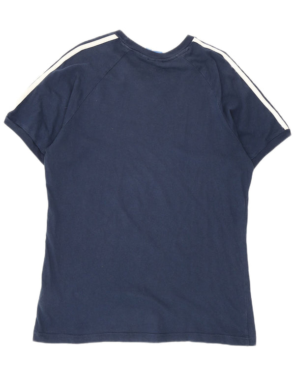 Adidas Mens Graphic T-Shirt Top Grande Algodão Azul Marinho