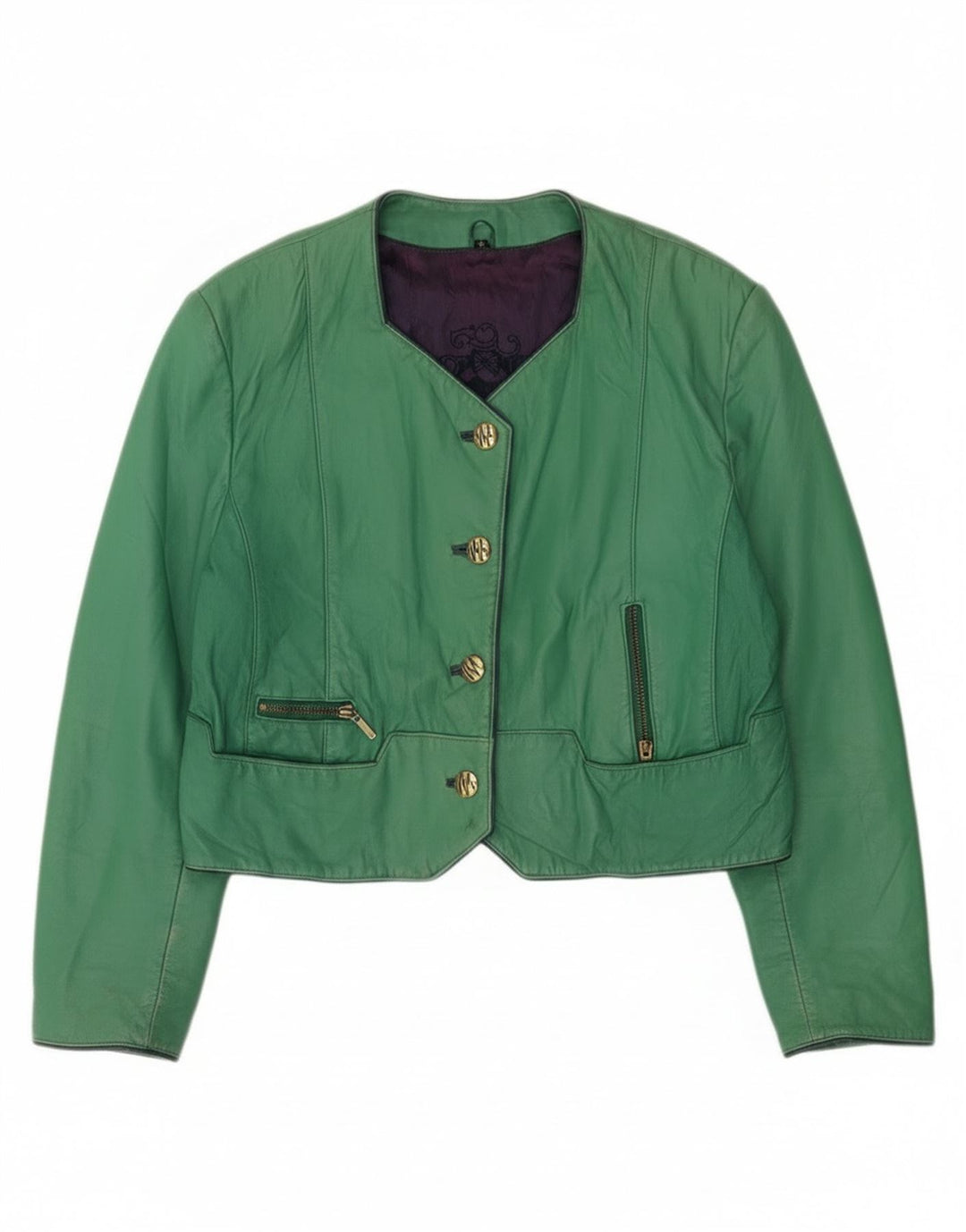 Jaqueta feminina vintage com 4 botões EU 42 grande verde