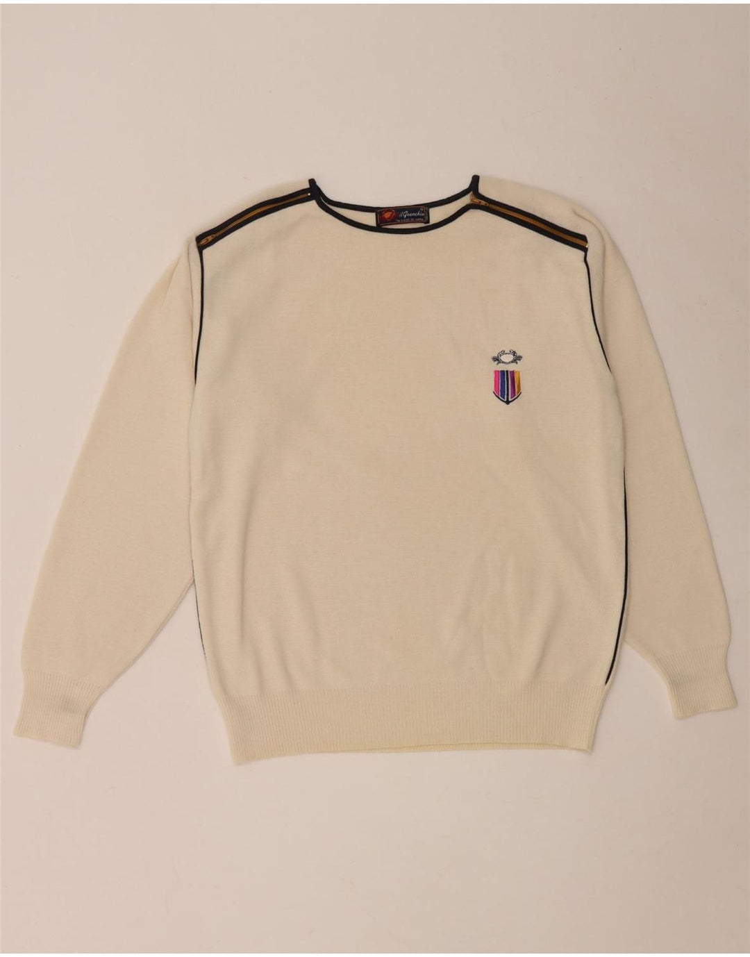 Suéter masculino Il Granchio com gola redonda, lã branca média