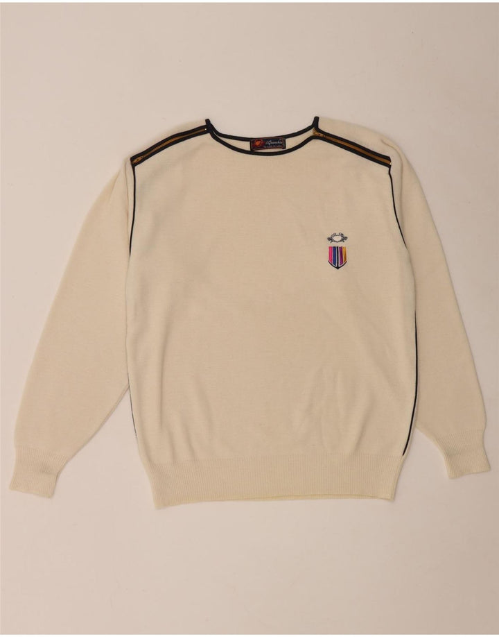Suéter masculino Il Granchio com gola redonda, lã branca média