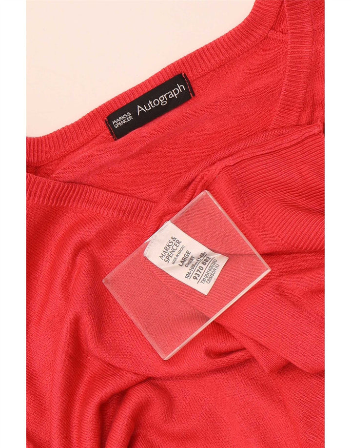 Suéter masculino Marks & Spencer Autograph com decote em V grande acrílico vermelho